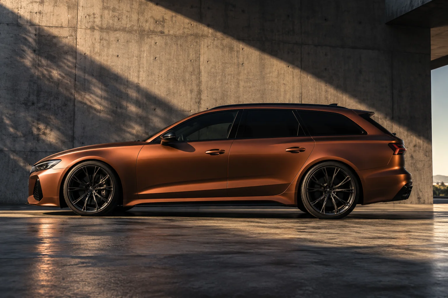 Satin copper performance wagon with tinted windows