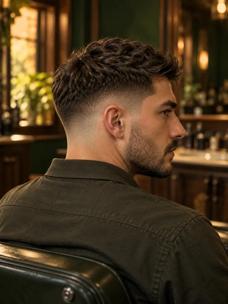 Kısa geçişli, dokulu üst saç modeli